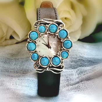 Серебряные часы с опалом иск. 01W691BOP