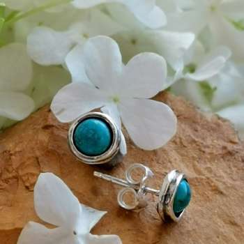 Серебряные серьги с бирюзой 01E229TQ