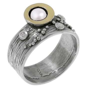 Серебряное кольцо с жемчугом и золотом MVR1520GPL