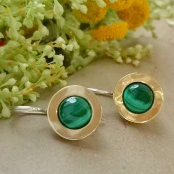 Серебряные серьги с малахитом и золотом MVE1732GML Серебряные серьги с малахитом и золотом MVE1732GML