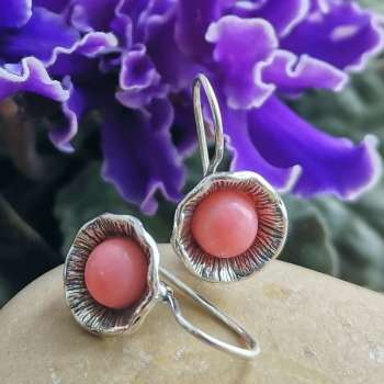 Серебряные серьги с кораллом 01E2337CR Серебряные серьги с кораллом 01E2337CR