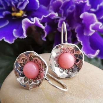 Серебряные серьги с кораллом 01E3336CR Серебряные серьги с кораллом 01E3336CR