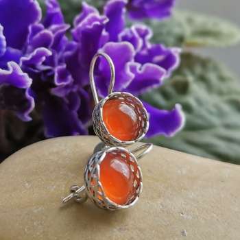 Серебряные серьги с сердоликом 01E1930SR Серебряные серьги с сердоликом 01E1930SR