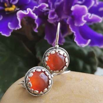 Серебряные серьги с сердоликом 01E3573SR Серебряные серьги с сердоликом 01E3573SR