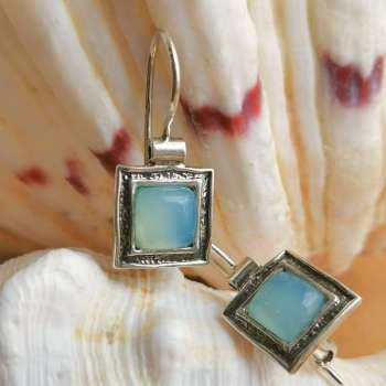 Серебряные серьги с халцедоном 01E057HL/1 Серебряные серьги с халцедоном 01E057HL/1