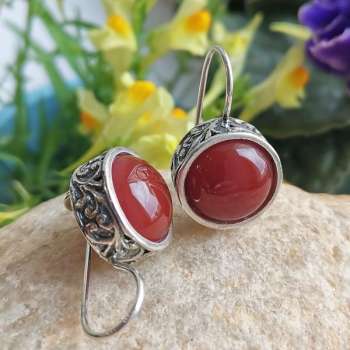 Серебряные серьги с сердоликом 01E742SR Серебряные серьги с сердоликом 01E742SR