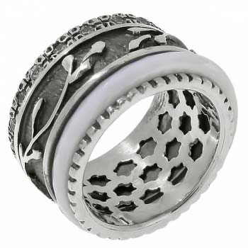 Серебряное кольцо с куб.цирконом и керамикой SNR3374WCZ