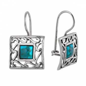 Серебряные серьги с бирюзой 01E1369TQ Серебряные серьги с бирюзой 01E1369TQ