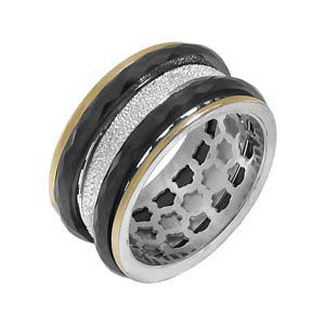 Серебряное кольцо с золотом и керамикой SNR3389B