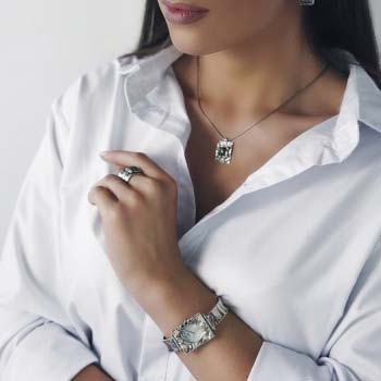 Серебряное колье с лабрадором 01N696LB