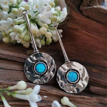 Серебряные серьги с опалом иск. 01E1618OP Серебряные серьги с опалом иск. 01E1618OP