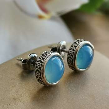 Серебряные серьги с халцедоном DE001HL/1 Серебряные серьги с халцедоном DE001HL/1