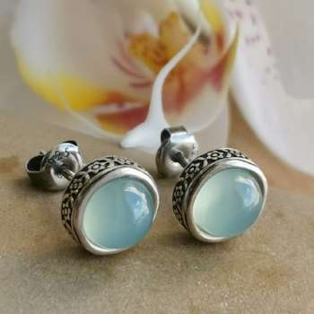 Серебряные серьги с халцедоном DE001HL/2 Серебряные серьги с халцедоном DE001HL/2