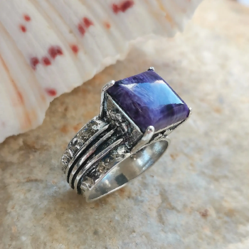 Серебряное кольцо с чароит 01R630CHRT Серебряное кольцо с чароит 01R630CHRT