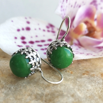 Серебряные серьги с нефритом 01E3424NF Серебряные серьги с нефритом 01E3424NF
