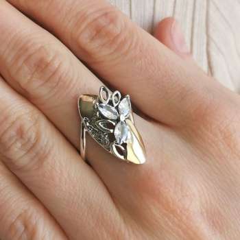 Серебряное кольцо с куб.цирконом и золотом MVR2164GCZ Серебряное кольцо с куб.цирконом и золотом MVR2164GCZ