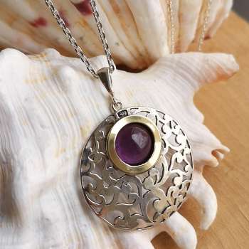 Серебряное колье с аметистом и золотом MVN1037GAM Серебряное колье с аметистом и золотом MVN1037GAM