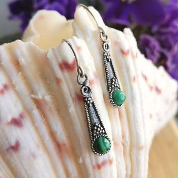 Серебряные серьги с малахитом MVE1035/3ML Серебряные серьги с малахитом MVE1035/3ML