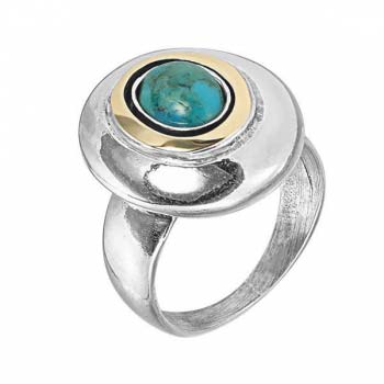 Серебряное кольцо с бирюзой и золотом MVR1731GTQ Серебряное кольцо с бирюзой и золотом MVR1731GTQ