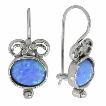 Серебряные серьги с опалом иск. 01E670OP Серебряные серьги с опалом иск. 01E670OP