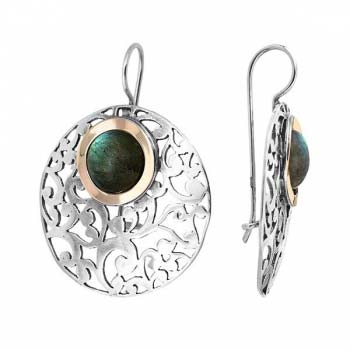 Серебряные серьги с лабрадором и золотом MVE1037GLB Серебряные серьги с лабрадором и золотом MVE1037GLB