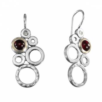 Серебряные серьги с гранатом, куб.цирконом и золотом MVE238GGR Серебряные серьги с гранатом, куб.цирконом и золотом MVE238GGR